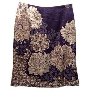 Talbots Floral Silk Cotton Blend Lined Skirt Size 6